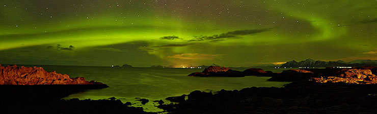 Bildgalerie PANORAMEN, Lofoten, Laukvik, aurora borealis, polarlicht, nordlicht